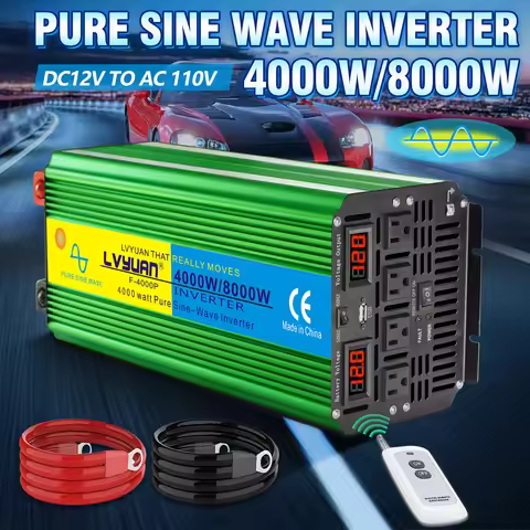 Pure Sine Wave Inverter 8000W DC To AC 12V 110V Portable Power Voltage Converter Car Solar Inverter