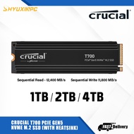 Crucial T700 T 700 t700 1TB / 2TB / 4TB PCIe Gen5 NVMe M.2 SSD with / without Heatsink reads