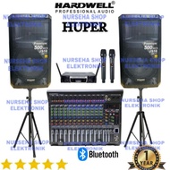 Paket speaker aktif Huper 15 inch JS10 mixer hardwell 12 channel