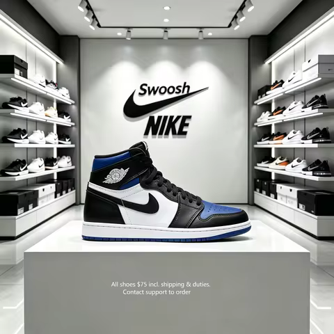 Nike Jordan Air Jordan 1 Retro High OG 'White Royal' cushioned and non-slip basketball shoes unisex 