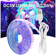 UV LED Strip Light 5V DC 2835 0.5M 1M 2M Waterproof Purple Ribbon Ultraviolet USB Rope Tape f DJ Flu