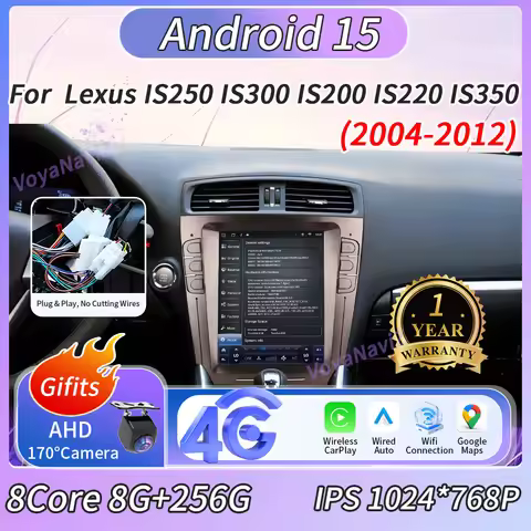 Carplay Display Android 15 10.4" For Lexus IS250 IS300 IS200 IS220 IS350 2004-2012 Car Multimedia Pl