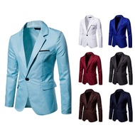 Plus Size Men's Lapel Social Blazer Long Sleeve Solid High Quality Slim Fit For Casual Work