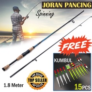 Joran Pancing Spinning FREE Kumbul Carbon Fiber Telescopic 2 Segments 1.8M Fishing Rod Sambung 2 Mod