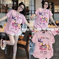 (GIVE HAIR CLIP _ HORSE _ I LOVE YOU ) 4-WAY COTTON T-SHIRT PRINTED (HORSE _ I LOVE YOU) MEDIUM WIDE