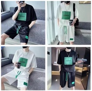 AVONE เสื้อเซ็ตผู้ชาย เสื้อผู้ชาย กางเกงขาสั้นผู้ชาย (สีดำ.ขาว+กางเกงขาสั้น) ดีไซน์เก๋ ขนาดมาตรฐาน M