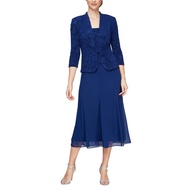 Women's Jacket Dress, Perfect for Weddings, Formal Events (Petite and Regular Sizes), Electric Blue 