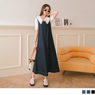 OB DESIGN ★ V-NECK DENIM SLEEVELESS A-LINE MAXI DRESS ★ 3 COLOR ★ F SIZE ★ PLUS SIZE