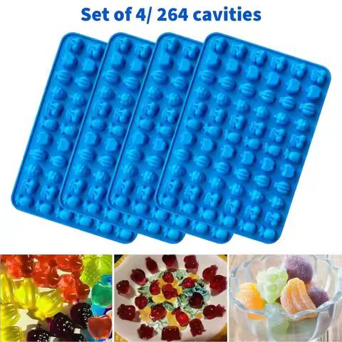 New 66 Cells Gummy Molds Trays Fruit Shapes Grape Shape Chocolate Molds DIY Reusable Candy Molds Bak