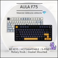 [READY STOCK] AULA F75 Mechanical Keyboard 75% RGB Tri-Mode Bluetooth 2.4G Gasket Structure Hot-swap