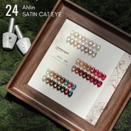 เซ็ทยาทาเล็บเจล สีลูกแก้ว SATIN กรอบไม้ 24 สี สีลูกแก้วละเอียด แถมชาร์ต Ahlin - Satin Cat eye -wenai