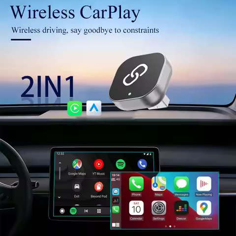 Gallop Sprite 2in1 Wireless CarPlay Adapter Android Auto Dongle Wired to Wireless with USB AI Smart 