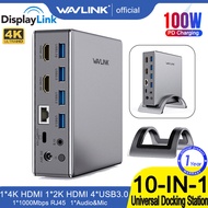 Wavlink 10 In 1 Universal Usb 3.0 Docking Station Dual Hdmi Monitor 4k Display Laptop Hub With 4 Usb 3.0 Pd 100w Gigabit Ethernet Adapter For M1/M2 Macbook Pro/Air Surface Pro Dell Xps Lenovo Yoga Thunderbolt 3/4
