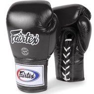 Fairtex Lace up Gloves BGL6 Genuine Leather Black (8,10,12,14,16 oz.) Compettition MMA K1 นวมเชือก สำหรับการแข่งขัน แฟร์แท็ค สีดำล้วน ทำจากหนังแท้