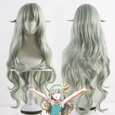Cosplay Project Sekai Wig Cosplay Kusanagi Nene Panggung Warna-warni Wig Hijau Panjang Anime Cosplay