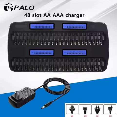 PALO 12/14/16/24/48 Slots Fast Smart Intelligent Charger AA AAA Battery Charger for 1.2V AA AAA NiMH
