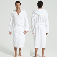 Hooded Bathrobe for Men 100% Cotton Thick Warm Towel Fleece Cotton Dressing Gowns Long Bath Robe Hot