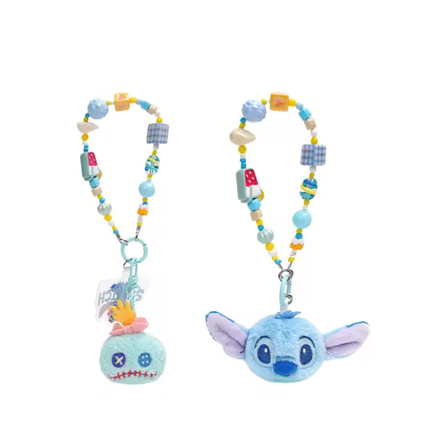 Disney Stitch Scrump Beaded Keychain Plush Charm with Watermelon and Checkered Beads Cute Bag Pendan