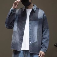 Spring Autumn Men's Lapel Color Matching Design Denim Jacket Fashion American Casual Jacket ZJ456/ZJ