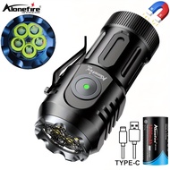 Alonefire X65 Mini 5LED Flashlights USB Rechargeable With 18350 Battery 5000LM Strong Powerful Outdo