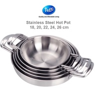 Toffi Stainless Steel Deep Hot Pot Frying Wok Cooking Pan Noodle Soup Steamboat Kuali Dalam Peruik M