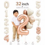 INS 32Inch Cream Caramel 0-9 Number Foil Balloon Star Love Birthday Decoration DIY Party Supplies