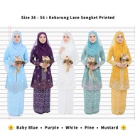 Kebaya Lace Songket Printed . Baju Raya 2024 . Kebarung Labuh Plus Size . Nikah Tunang Pengantin . K