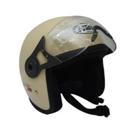 Hbc Cream Half face Helmet with Visor