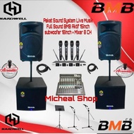 Paket Sound System Live Musik Speaker aktif BMB 15inch + Subwoofer 18"