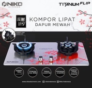 NIKO Kompor Gas Tanam / Biasa 2 Tungku Stainless Titanium Flip