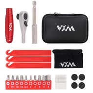 1 Set Bicycle Repair Tool Kit with Magnetic Ratchet Wrench Bits Handle Extension Rod Tire Lever Patc