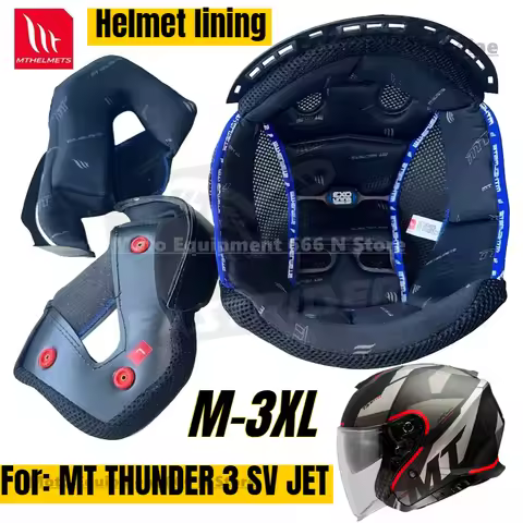Motorcycle Helmet Lining for MT THUNDER 3 SV JET Original MT Half Helmet Lining MT-V-19 3/4 Helmet L