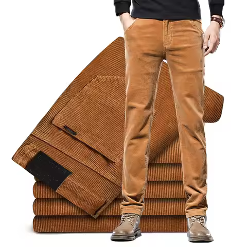 93% Cotton Corduroy Pants Men's Autumn Fashion Casual Soft Straight Business Casual Trousers Male Bl