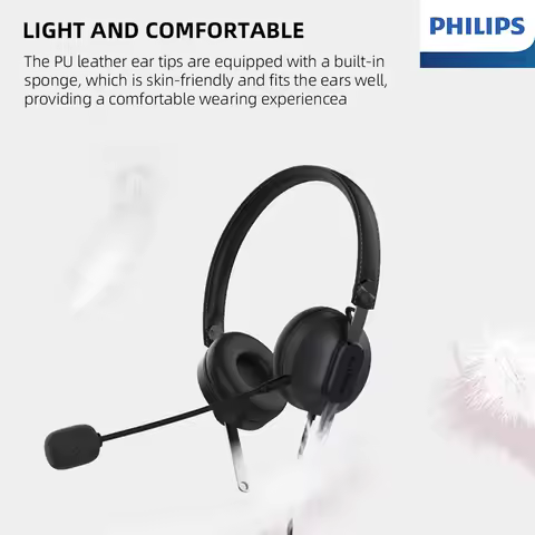 Philips SHM2018/SHM2028 Wired Headphone Sales Customer Service Adjustable Headset 3.5mm/USB ENC Nois