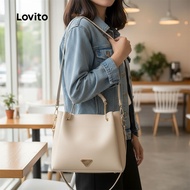 Lovito Casual Plain High Quality Versatile For Spring And Summer Commute Large Capacity Bucket Bag S