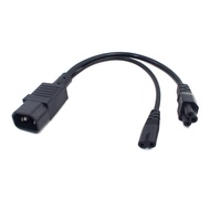 IEC320 C14 Plug 3-Prong Male Power Cable Cord AC Power Adapter to C7 +C5 Female, Y Type Splitter Pow