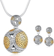 Jewelry Foxtail Chain Woven Trim 45cm 2mm Box Chain Two Tone Dot Pendant Necklace and Earring Jewelr