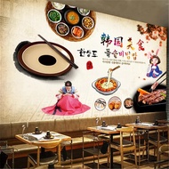 Custom Hand-Korean Kimchi Theme Restaurant Landscape wallpaper mural Korean style bbq Background  In
