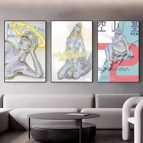 H-Hajime S-Sorayama Fashion Poster Self-adhesive Art Waterproof Paper Sticker Coffee House Bar Room 