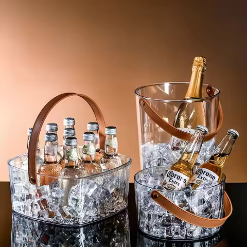 Bar Ice Bucket Portable Uncovered Beverage Beer Bucket Transparent Storage Bucket Refrigerated Ice S