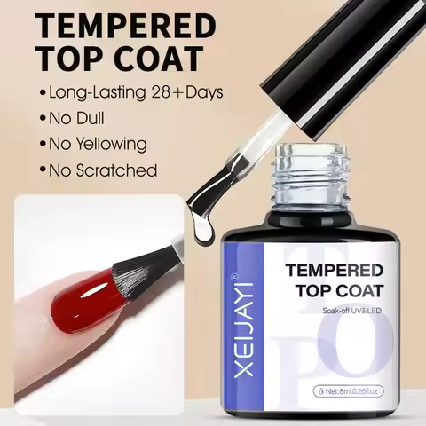 XEIJAYI Gel Nail Polish Clear Quick Dry Top Coat and Base Coat No Wipe Normal Nail Polish UV Semi-pe