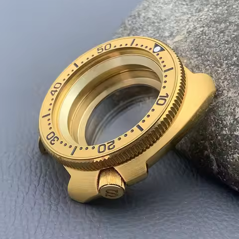 Gold 6105 6309 Turtle Abalone Watch Case Crown at 4.1 Fit NH35 NH36 Movement 200m Waterproof Resista