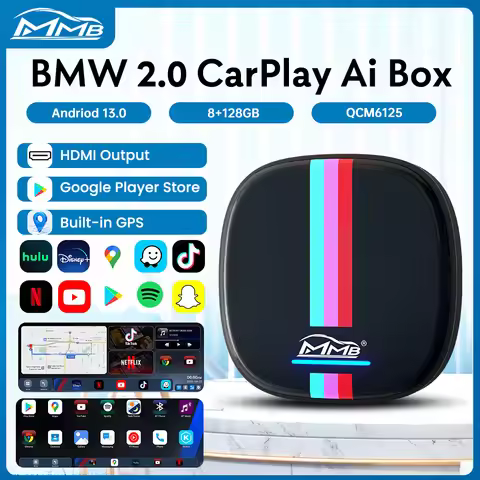 NEW MMB Android13 Qualcomm 6125 8-Cores AI Box Wireless Multimedia CarPlay Adapter Bluetooth 5.2 GPS