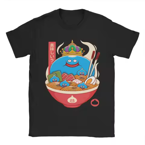 Harajuku T Shirt Beach King Slime Ramen Anime Game Dragon Quest Hip Hop T Shirts for Men Y2K Basic H