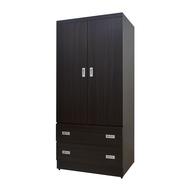 [特價]傢俱工場-小資型 3尺木心板衣櫃-雙門二抽胡桃