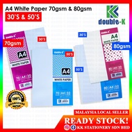 Double-K A4 White Paper 70gsm and 80gsm 30'S and 50's RM9.60/pack - RM15.00/pack (6pcs/pack)