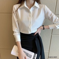 TOKYO DEPT [F8608] Taiwan Temperament Long-Sleeved Lapel Shirt.sweet Shirt Slim-Fit Slimmer Look Ver