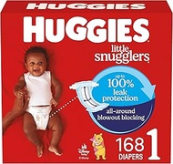 HUGGIES Little snugglers baby diapers, Size 1 (Up to 14 Lb.), Huge Pack (Packaging May Vary), 168 Co