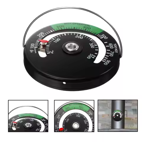 Aluminum Alloy Fireplace Thermometer Home Stove Thermometers High-Precision Fireplace Fan Thermomete
