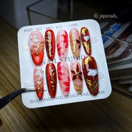 [Pipo Nails] Handmade press on nails Red Series in size XS